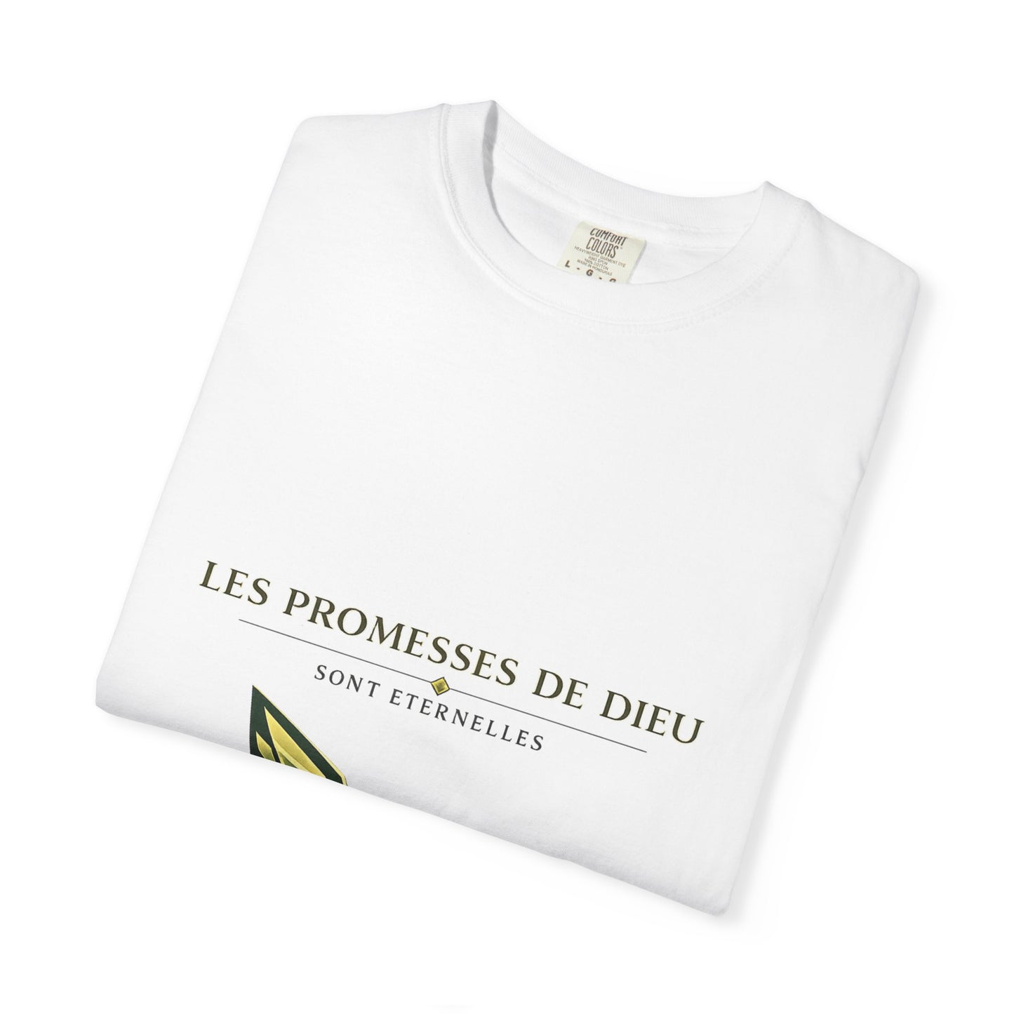 Faith Dove T-Shirt — “Les Promesses de Dieu” Front & “God Patched My Broken Soul” Back